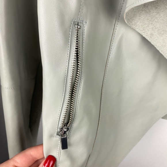 Bagatelle Faux Leather Drape-Front Jacket Grey Small biker - Picture 3 of 8